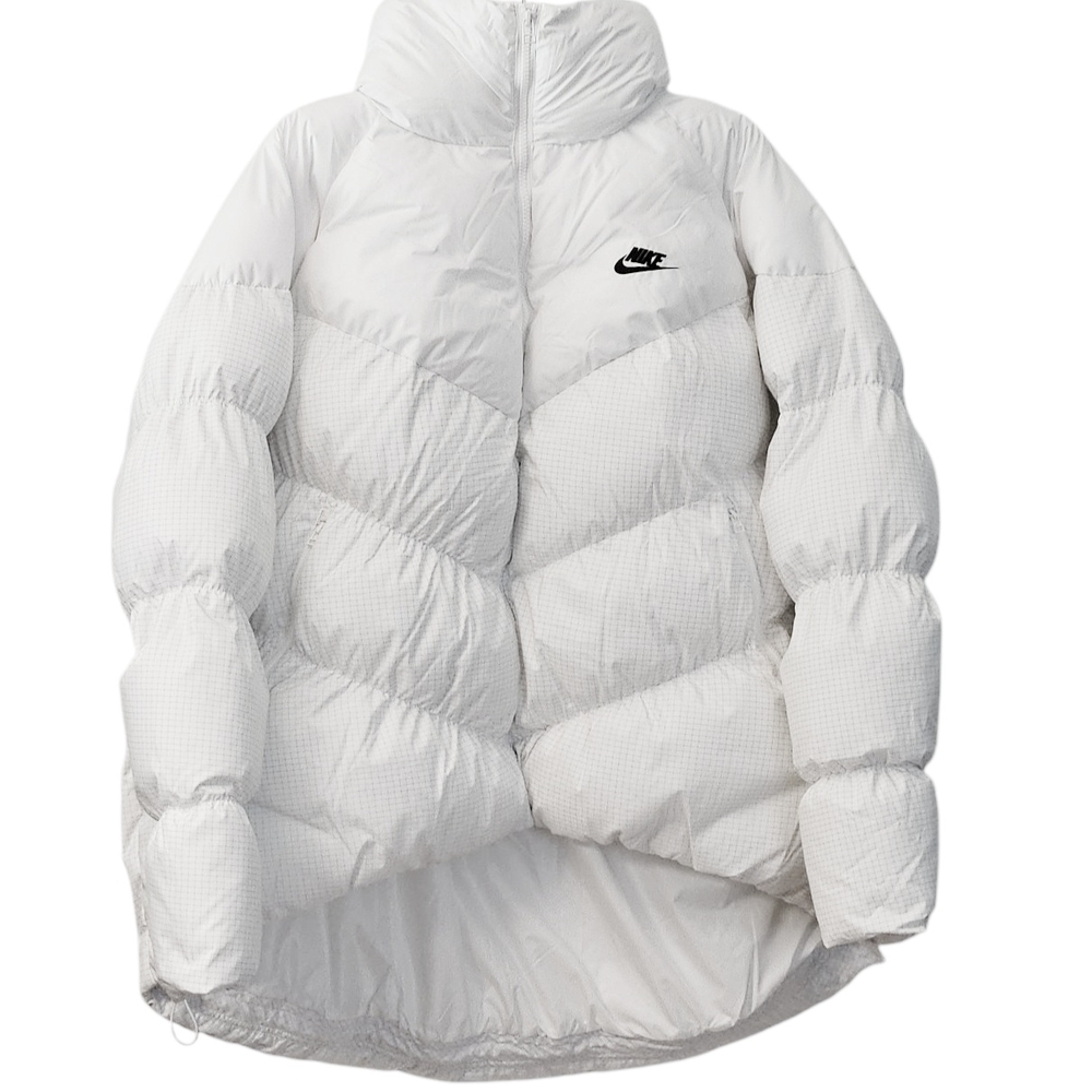Nike White Chevron Quilted Puffer Coat